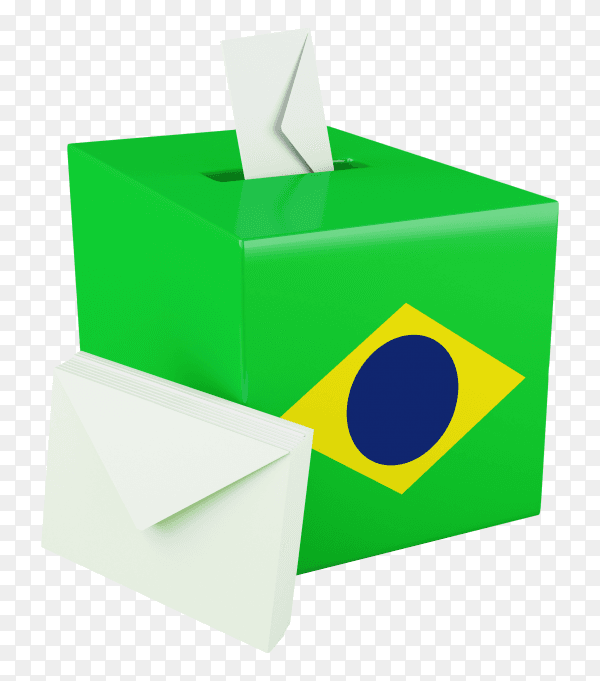 3D ballot box with flag of brazil PNG