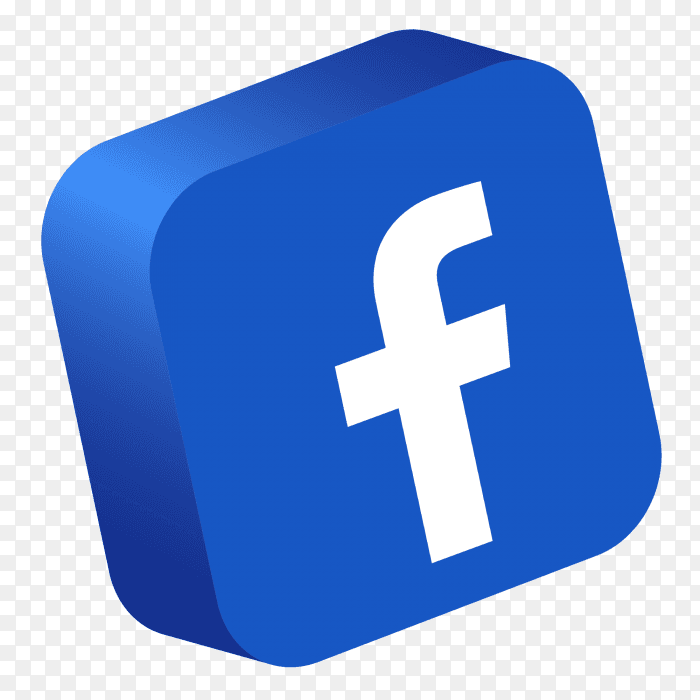 Facebook logo 3d button PNG
