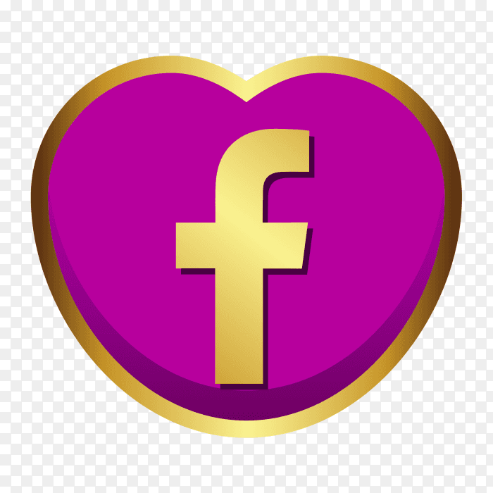Facebook logo golden heart PNG