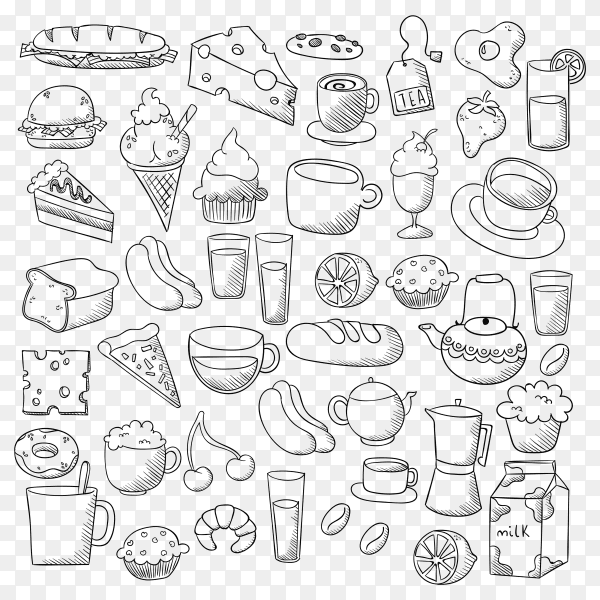 Food doodle set Vector PNG