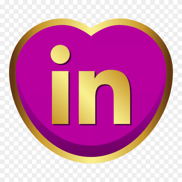 Linkedin logo golden heart social media PNG