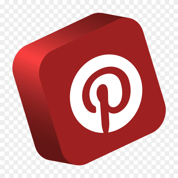 Pinterest logo 3D button social media PNG