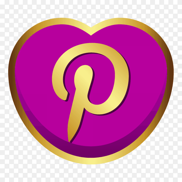 Pinterest logo golden heart social media PNG