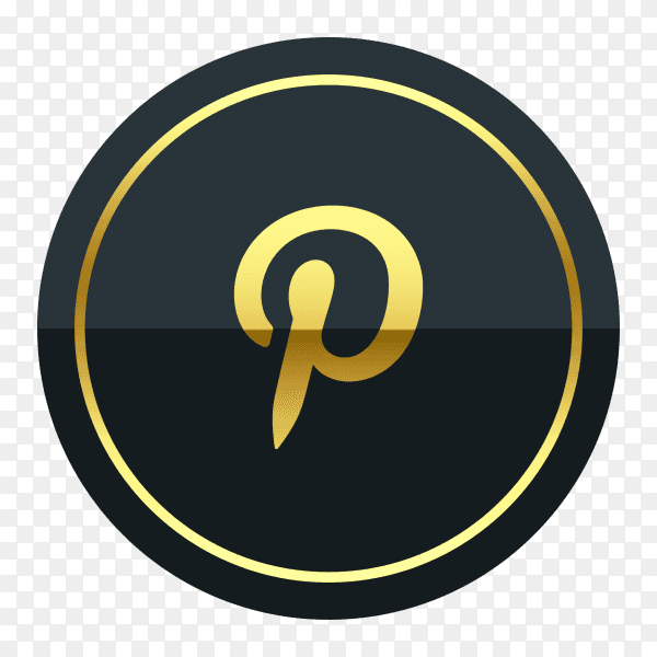 Pinterest logo premium of golden social media PNG