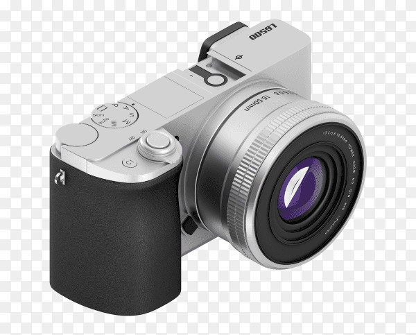 Silver digital camera 3D PNG
