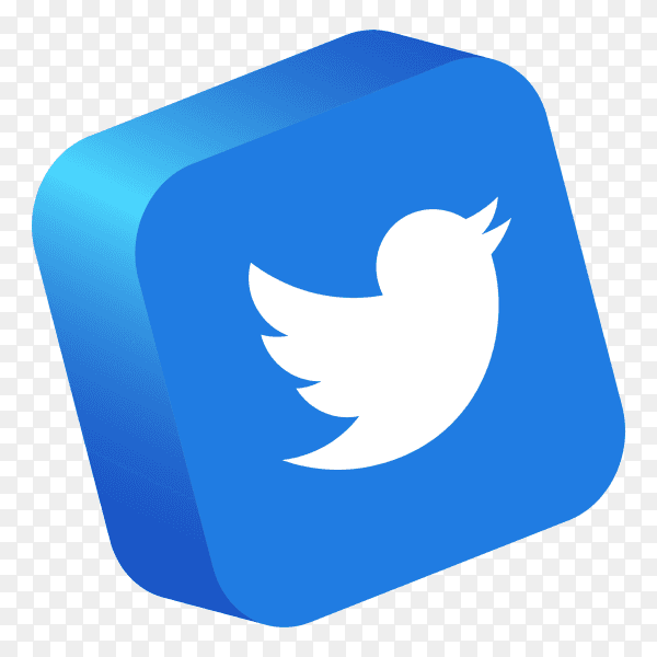 Twitter logo 3D button social media PNG