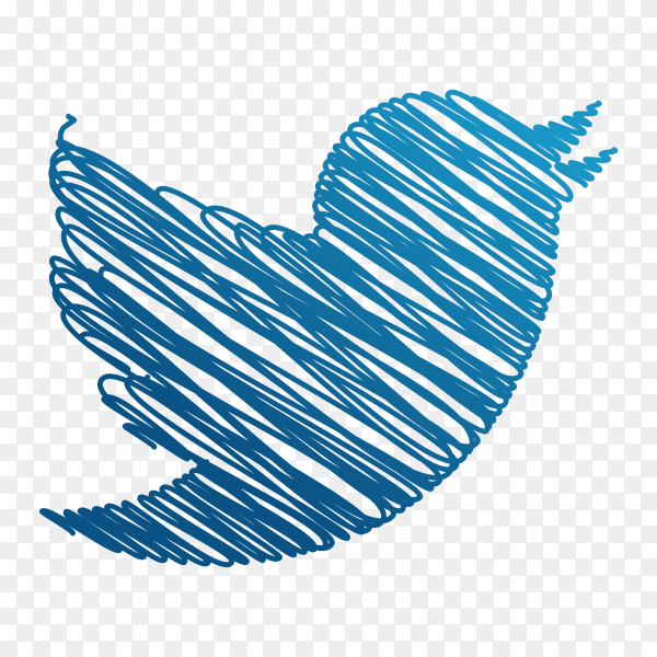 Twitter logo creative scribble sketch style PNG