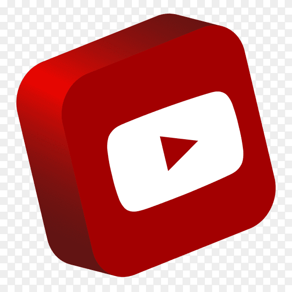 YouTube logo 3d button social media PNG