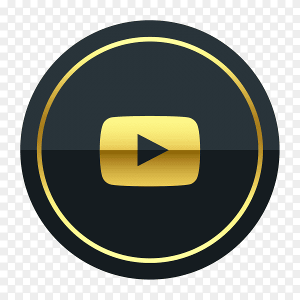 YouTube logo premium of golden social media PNG