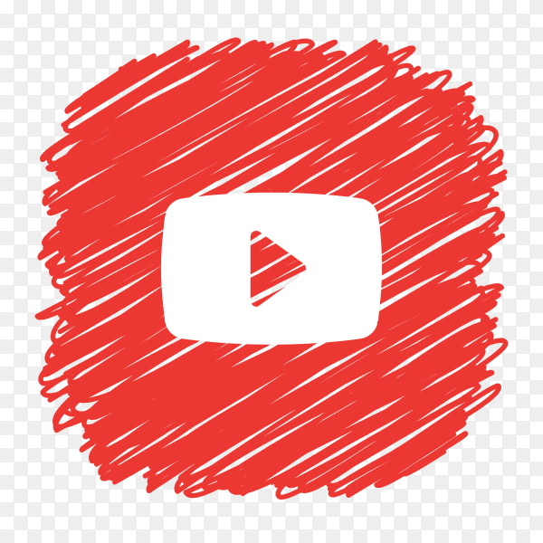 YouTube logo scribble social media icon PNG