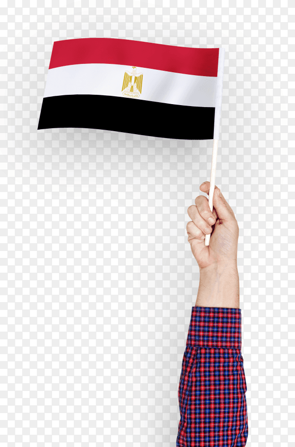 Person waving the flag of arab republic of Egypt PNG