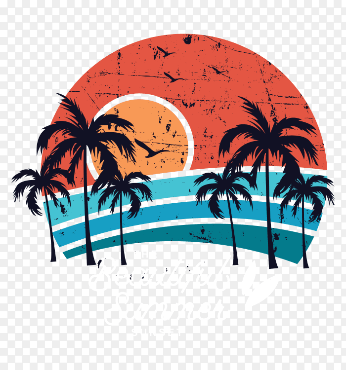 Beautiful summer sunset t-shirt design PNG