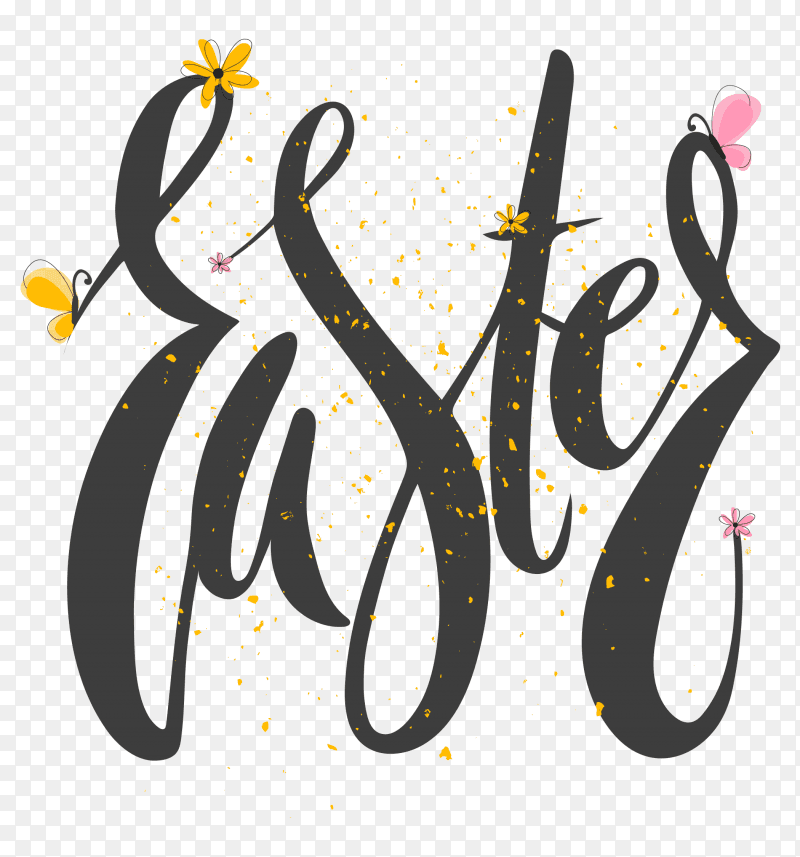 Black colored easter word PNG
