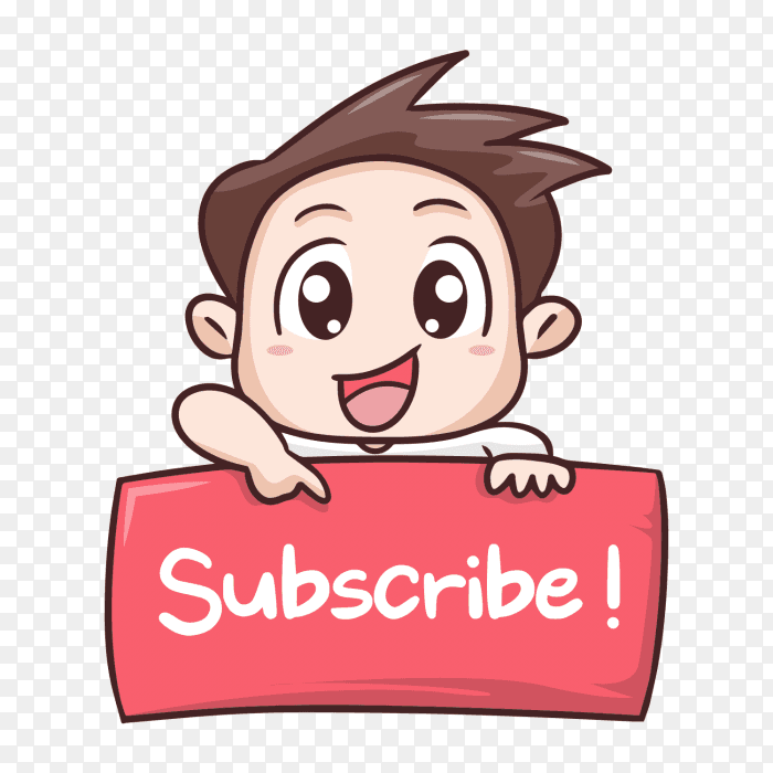 Boy with board sign subscribe illustration PNG