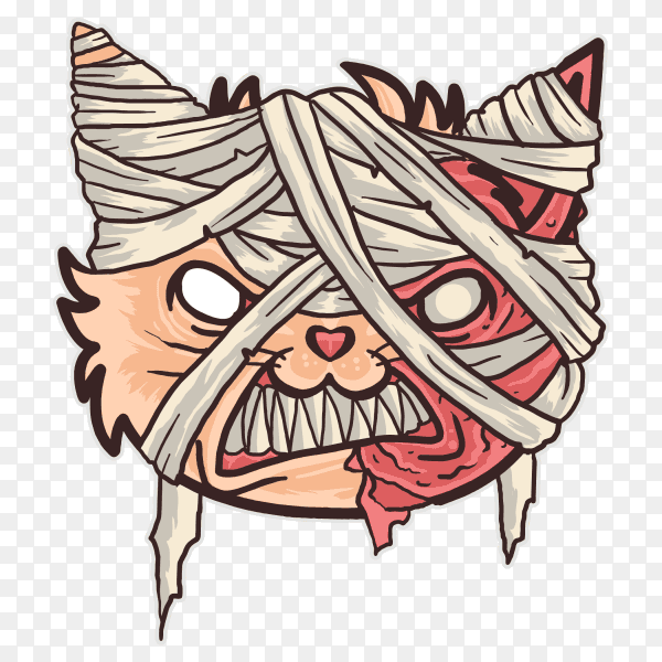 Cat mummy head Vector PNG