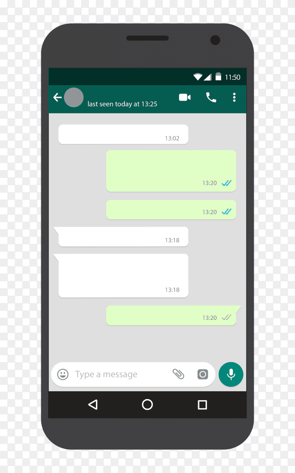 Chat screen mobile phone template Vector PNG