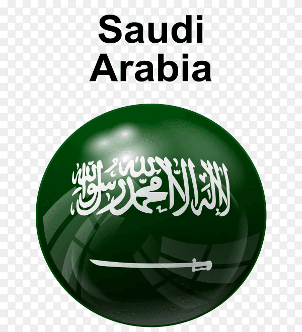 Circle glossy flag Saudi Arabia PNG
