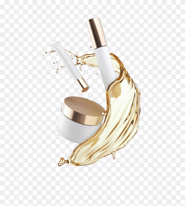 Cosmetic moisturizing product package with oil liquid splash PNG