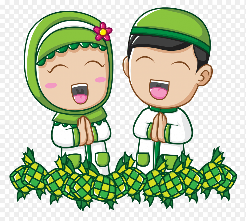 Cute muslem kids Vector PNG