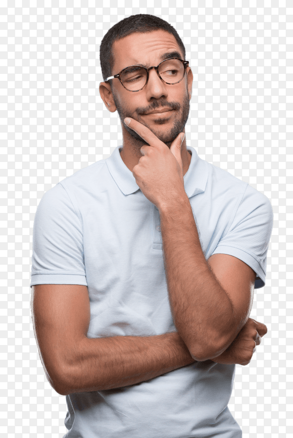 Doubtful young man thinking PNG