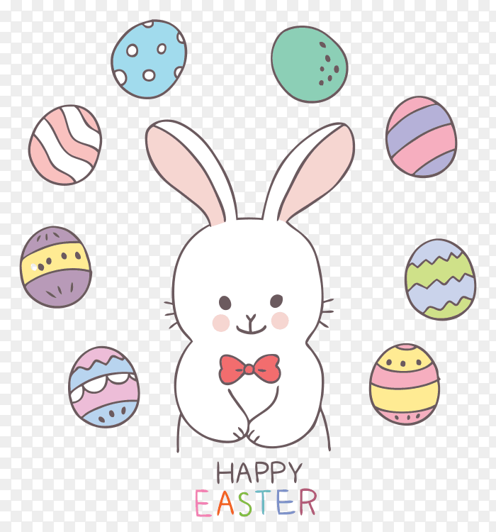 Easter day rabbit and colorful eggs Vector PNG