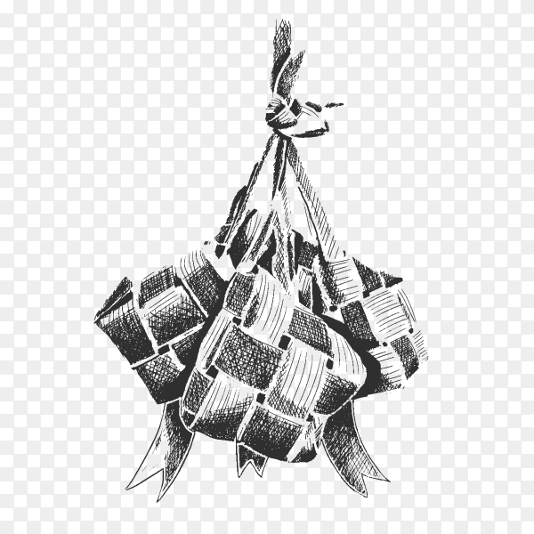 Eid al fitr design with ketupat PNG
