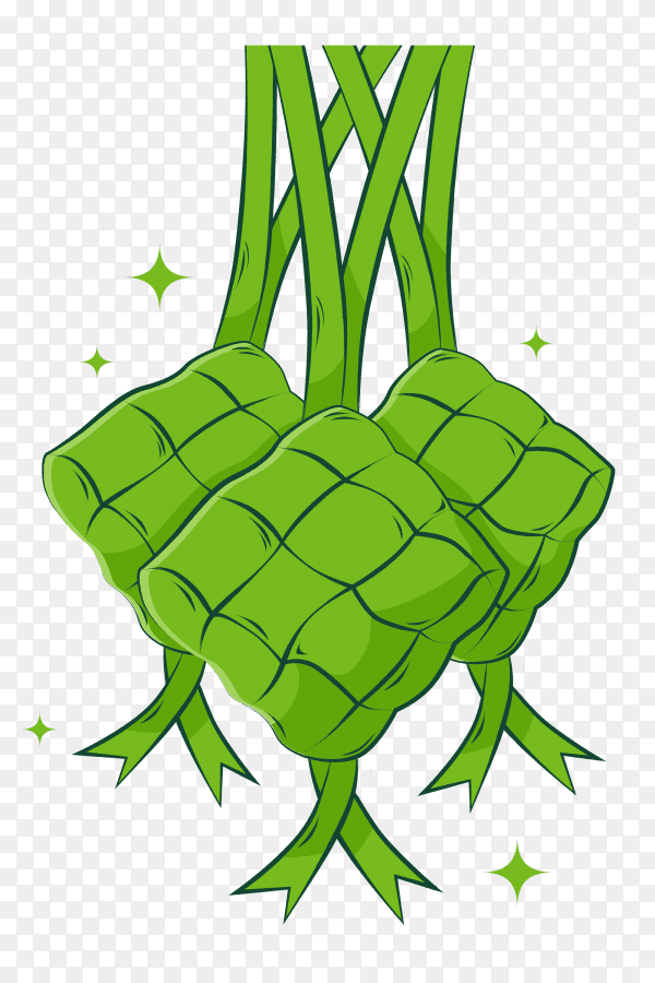 Eid mubarak with hanging ketupat PNG