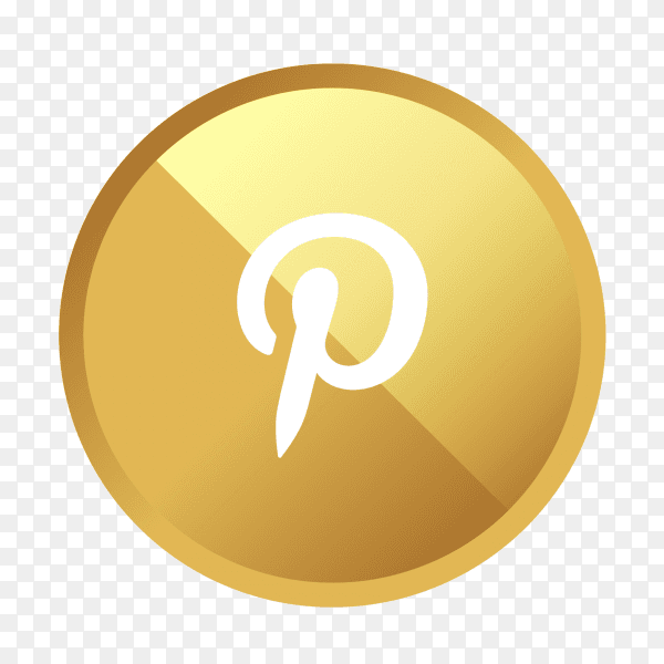 Golden Pinterest logo social media icon PNG