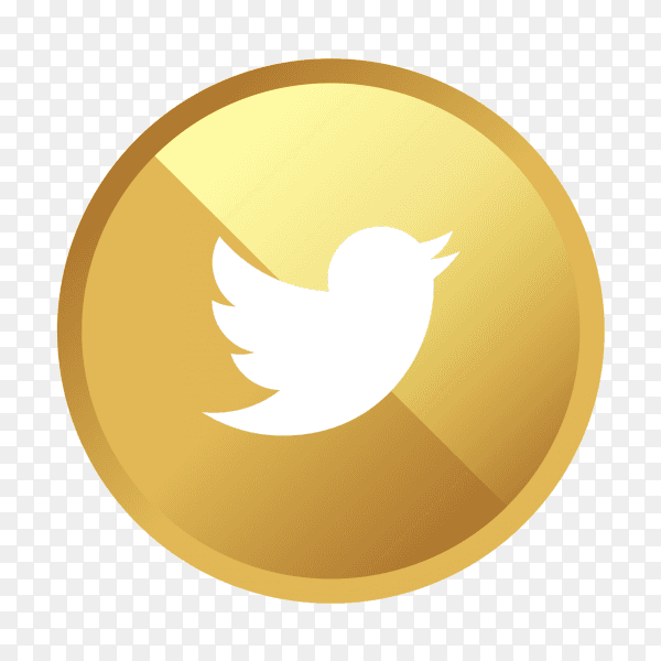 Golden twitter logo social media icon PNG