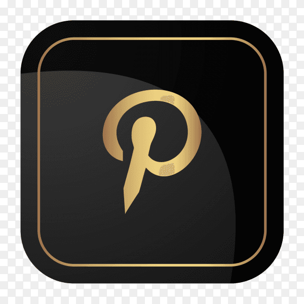 Golden social media logo Pinterest PNG