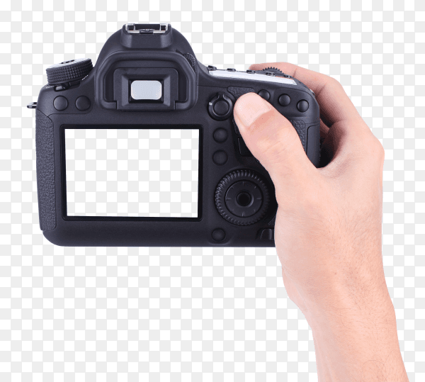 Hands holding the DSLR camera PNG