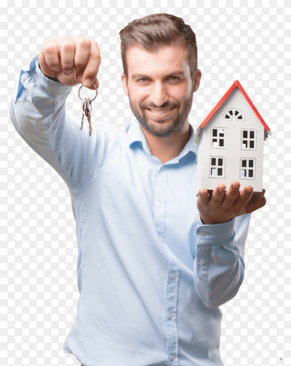 Handsome young man and real estate concept PNG