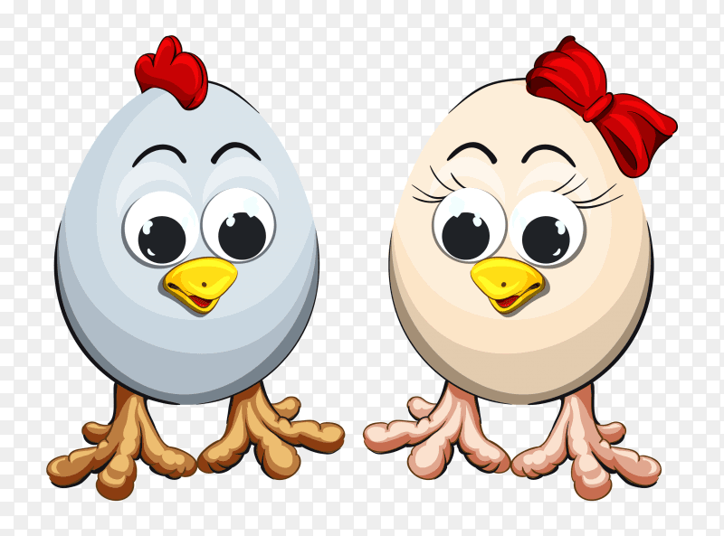 Happy easter with cute chicken eggs PNG