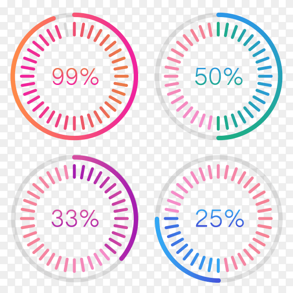 Infographic circles with percentages Vector PNG