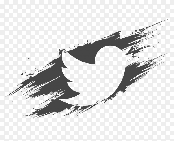 Logo twitter dark grey brush social media PNG