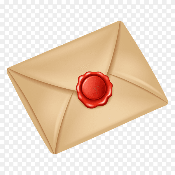 Old post paper envelope sealed with red wax seal PNG