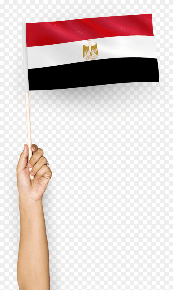 Person waving flag arab republic Egypt PNG
