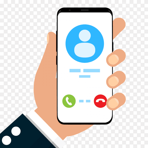 Incoming call on mobile phone screen PNG