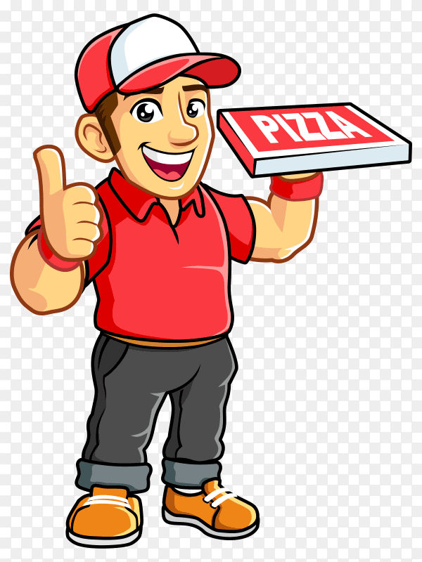 Pizza delivery boy with red t-shirt PNG