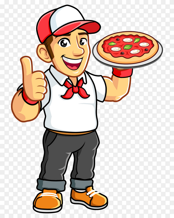 Pizza delivery boy with white t-shirt PNG