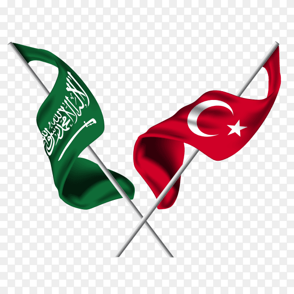 Saudi Arabia flag with Turkey flag PNG