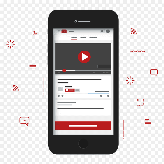 Flat youtube multimedia player template PNG