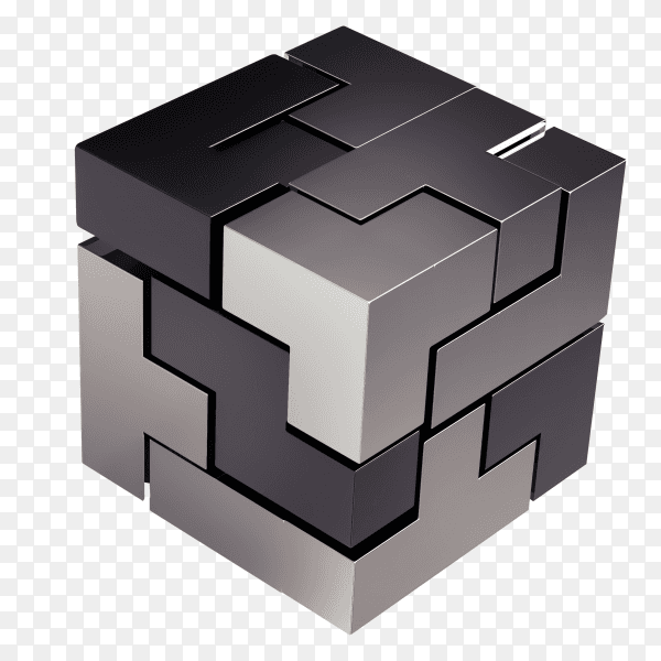 Black 3d futuristic cube PNG