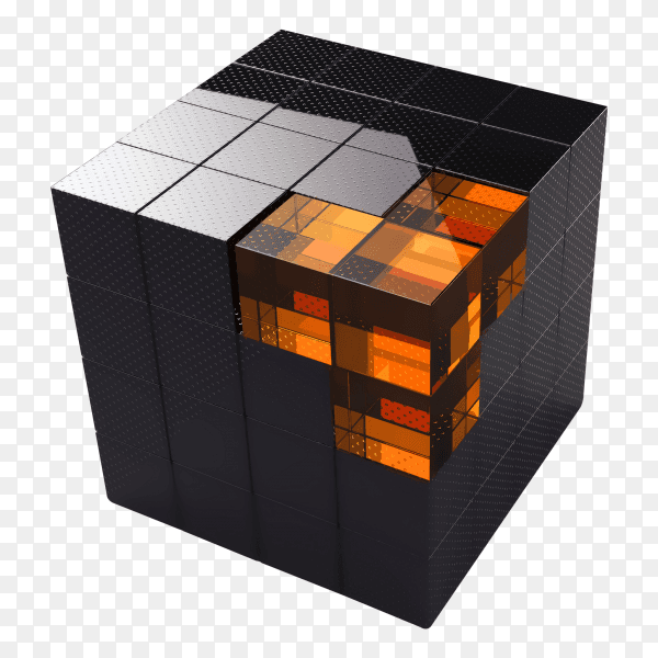 Black 3d futuristic cube transparent PNG