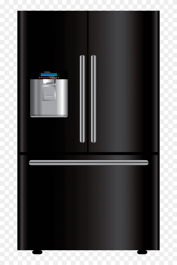 Black refrigerator - fridge clipart PNG