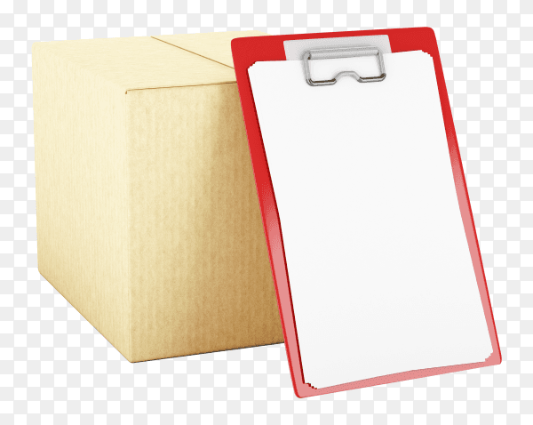 Cardboard box with check list transparent background PNG