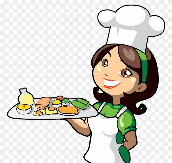 Chef with delicious appetizers transparent background PNG