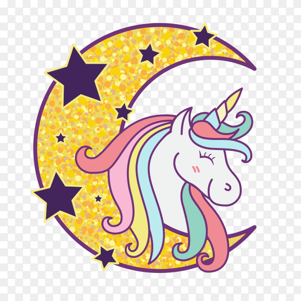 Cute unicorn cartoon character illustration design PNG