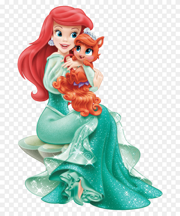 Disney Princess Ariel with Cute Kitten Transparent PNG