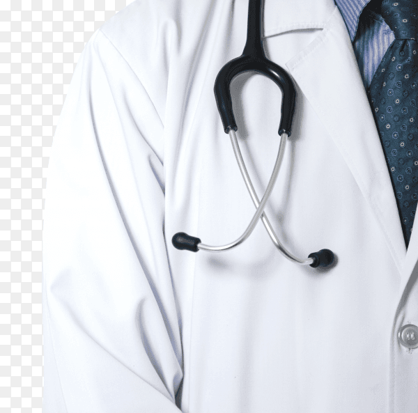 Doctor holding stethoscope transparent PNG